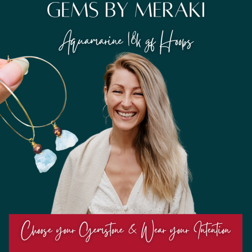 Aquamarine gemstone gold filled hoops birthstone