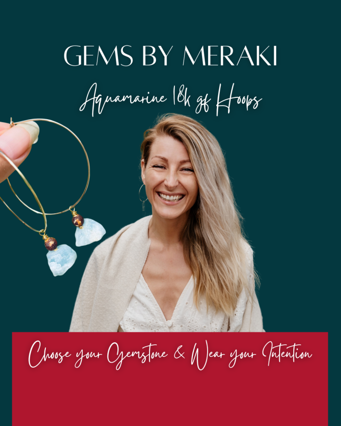 Aquamarine gemstone gold filled hoops birthstone