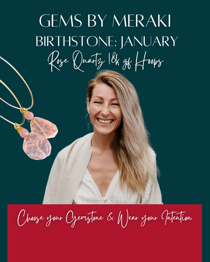 January birthstone gemstone clear quartz handmade GEMS by Meraki